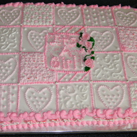 Baby Girl Shower Cake Strawberry swirl cake with bettercream frosting.