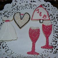 Bridal Shower Cookies NFSC with fondant, royal icing, sprinkles and sugar crystals. Made for a friend's bridal shower.