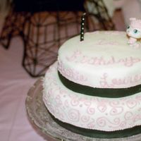 Poodle 1St Birthday Cake This was for my youngest daughters 1st birthday. White cake covered in fondant with buttercream dots, words & swirls. My fondant poodle...