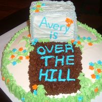 My Uncle Is "over The Hill" Everything is made out of cake, including the "tombstone". The cake is alternate layers of golden butter and buttermilk chocolate...