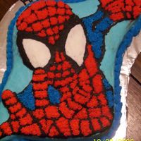 Spiderman This was done with stars and I don't know how to say it but using a spatula. It took about 4 hours.