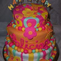 Whimsical Alicia Strawberry cake with buttercream covered in fondant