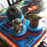 Star Wars Birthday Cake This cake was made for my BF's son. We worked on it together and got crazy carried away....well maybe I did! We had way to much cake...