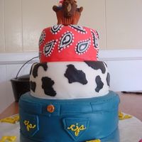 Carly's Cowgirl Cake 10" 8" 6" rounds covered in mmf with some royal icing details. horse is using wilton cupcake critter and fondant. my first...