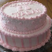 Round Pink Baby Girl Tiered I made this for my neighbor's friend. Chocolate cake, buttercream icing.