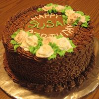 Susan's Chocolate Dream made for a co-worker who loves my chocolate frosting! Yellow cake, chocolate buttercream icing.