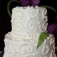 100_2073.jpg This was a practice cake for an order. It was my first stacked cake and the first time working with whipped cream frosting.