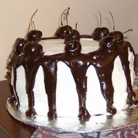 Cherry Chunk W Ganache I always bring a cake to my sis-in-laws gatherings. This one is Cherry Cake w mini chocolate chips and mariccino cherries inside....