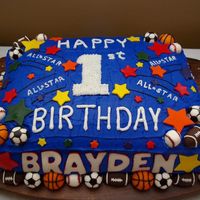Sports Bday Cake I made this cake for my grandson's 1st birthday.