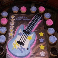 Hanna Montana Guitar Cake Made this for my grand daughters 6th birthday - she loved it! I got the guitar template from Betty Crocker's website using a 9 x 13...