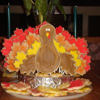 Turkey Cookie Centerpiece Last year's holiday centerpiece. NFSC with royal icing. This year, I'll flood the turkey better-- tip to self-- do turkey first,...