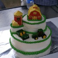John Deere On The Farm The easiest b/day cake ever and it looks like a million bucks (hint, use new novelty s n p shakers for barn and silo). Very easy and my 4...