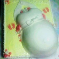 Belly Cake For Twins!! Fondant dress and flowers, buttercream icing and trim.