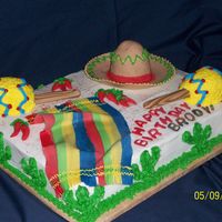 Fiesta Cake This birthday was celebrated by a 4yr old who wanted all the trimmings. It was a challenge to make the maracas but the rest was fun.