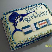 Sailfish Birthday Sailfish made from fondant & painted. The nautical names spell out "Jack" the birthday boy.