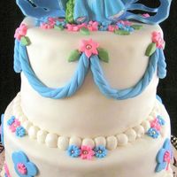 Kate's Cake This is a cake that I made for my friends daughters 5th birthday. This is a fondant finish with fondant and dragee accents.