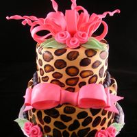 Leopard Cake This is a cake that was inspired by Cakes by Allison and Cyndi1207. This is a fondant finish with hand-painted leopard spots with a fondant...