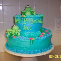 Frog 1St Birthday One of my 1st cakes. Covered in buttercream, frogs are made of fondant. I made it for my son's first birthday. I had lots of trouble...