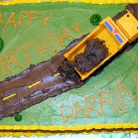 Happy Birthday Darrin 1/4 Sheet cake with dump truck for 3yr old birthday