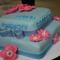 Engagement Party Cake This cake was designed for my friend's engagement party. The party colors were blue and pink.