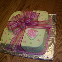 Gift 8" sq. with all btrcrm and a real bow.