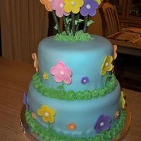 Tower Of Flowers Class 3 Instructor let us choose the cake we wanted to do.6" top was chocolate cake filled with peanut butter frosting and iced in chocolate....