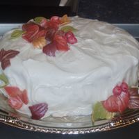 Fall Leaves cream cheese frosting w/ fondant leaves and berries