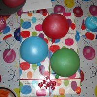 Balloons this was for my twin neice and nephew. big balloons are covered in fondant and smash cakes are buttercream. party theme was balloons