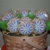 1St Cookie Bouquet Now I now why "those" places charge 10 bucks a cookie. It was fun though, and foe a bake sale so totally worth the hours....