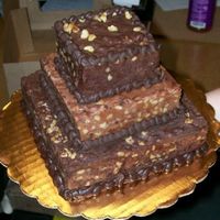 Fudge Cake A tiered "Cake" assembled entirely from walnut fudge. This was a request for an 80th Birthday party.