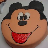Mickey This was for my sons 2nd birthday. this was my 1st mickey cake. All is done in fondant except for the red in the mouth and the black...
