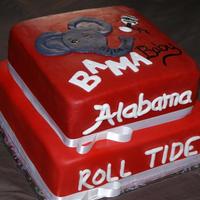 Alabama Baby Shower This cake was for a lady who wanted an Alabama Baby themed cake for her baby shower. Marble cake covered in MMF.