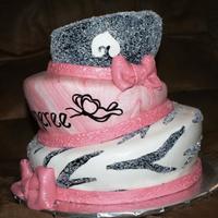 Topsy Turvy Cake was made for a baby shower done in zebra and pink!