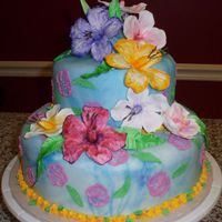 Blue Hawaii Anniversary! This is our 4th anniversary cake, it's New Year's Eve and the party theme is Elvis, so it had to be Blue Hawaii! Gumpaste...