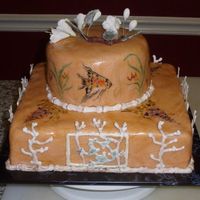 Asian-Themed Aniversary Cake Here is the cake I made for our 5th anniversary . It's royal runouts over hand-painted fondant. I got a book called "The Brush...