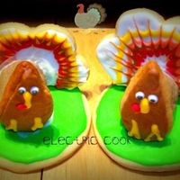 3D Turkey Cookies 3D Turkey Cookies. I used GeminRJ cookie cutter kit and her idea. I used a flower cookie cutter for the back and cut off the bottom. A...