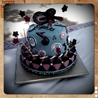 Rock N Roll Birthday Cake My granddaughter picked out a rock and roll theme from the party store for her invitations, napkins, etc. My inspiration was the napkin...