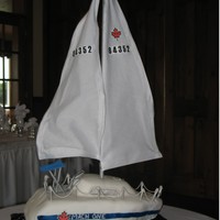 Sail Boat this is a wedding cake for a couple that love sailing. Its a replica of their boat