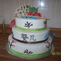 Oriental Baby Shower All buttercream with gumpaste accents including shoes.
