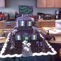 Haunted House Cake My sons birthday cake!Chocolate cake with chocolate fondant. RI, fondant and BC details.