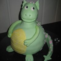 Green Dragon Chocolate cake covered with white marzipan