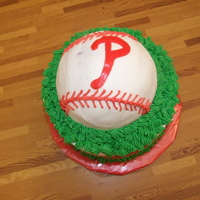 Phillies Baseball 2 choc. 8inch rds w/ coconut bc and coconut filling and half sports ball. mmf P and batstfl, tara