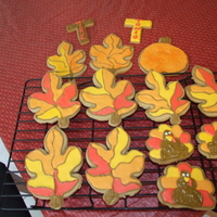 Fall Cookies spice cookies w/ antonia74 royal, the corn was a football cookie cutter and the turkey was a daisy w/ bottom cut offtfl, tara