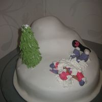 Snowboard Cake Chocolate cake with chocolate buttercream covered with mmf