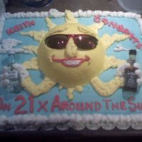21St Birthday Cake For Son Of My Wife's Coworker The note on the cake was from a video I saw of a baby who's parents took photos everyday on his "1st trip around the sun." I...