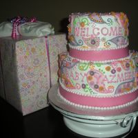 Baby Yazmeen I used the wrapping paper as my inspiration for this design. Buttercream and fondant.