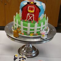 Barnyard Birthday Cake I made this cake for my daughter's 3rd "Barnyard Bagaloo" birthday party at our local zoo. "Funfetti" Cake, cream...