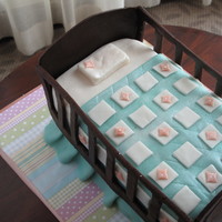Cot Cake Cot cake made from vanilla cake with ganache. Fondant cot frame. I had to travel with the cake and decided to assemble cot at the party. I...