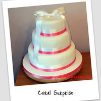 Wedding Cake With Coral-Watermelon Accents 