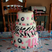 Nieces Graduation Cake She wanted zebra stripes, pink, black and white so that is what she got!